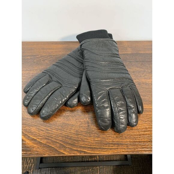 Vintage ARIS Men's Black Water Barrier Winter Leather Mittens Size Small - Picture 1 of 4